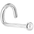 Solid 14KT White Gold 2mm Akoya Pearl Left Nostril Screw - 18 Gauge