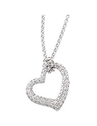 CleverEves 14K White Gold 1 2Cttw Diamond Heart Necklace