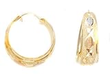 14k Diamond Cut Tricolor Fancy Hoop Earrings