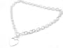 Silver-Tone Oval Rolo Chain Heart Tag Charm 18" Necklace