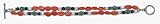 7 1/2 Carnelian, Green Agate, Lapiz and Pearl Semi Precious Bead Bracelet - Sterling Silver Jewelr