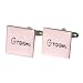 Ring Bearer Pink & Silver Coloured Square Cufflinks with Free Gift Box - Ringbearer Wedding Gift (Pic shows Groom design)
