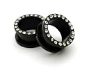 Black Steel Cz Screw on Tunnels - 0g - 8mm - Sold As a Pair