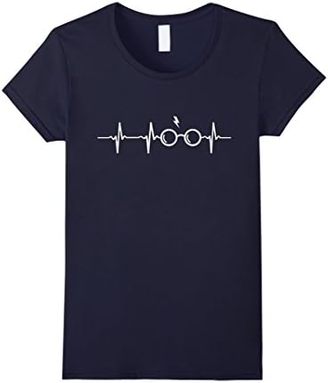 Women's Potter Heart Beat 2 Sides Printed Shirt Medium Navy