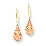 14k Champagne Colored CZ (Cubic Zirconia) Drop Wire Earrings