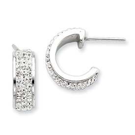 Sterling Silver w/ Swarovski Crystal Hoop Earrings