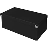 Pop n' Store Decorative Storage Box with Lid - Collapsible and Stackable - Essential Box - Black - 15.625"x7.5"x5.75"