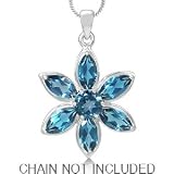 4.7ct. Natural London Blue Topaz 925 Sterling Silver Flower Cluster Pendant