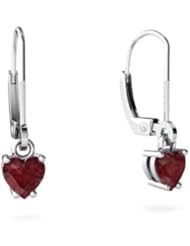 Genuine Ruby 14kt White Gold Lever Back Earrings
