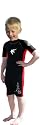 Size 3 (4-5Yr) Red Childrens shortie wetsuit. 2mm neoprene with Shark motif