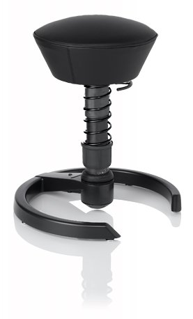 SWOPPER CLASSIC 3D-Aktiv-Bürostuhl Hocker Sitzpolster Normal, Farbe schwarz (Leder), Fussring mit Filzgleiter, Feder SMALL 40 - 80 kg, Basis Anthrazit, Federfarbe schwarz (SWOPA80FSML)