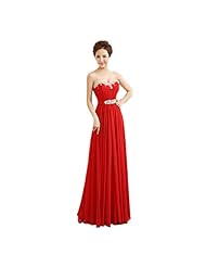 Floor Length Chiffon Lace-Up  Crystal Sweetheart Evening Dress/Prom Dress/Wedding Party Dress  With Ruffles