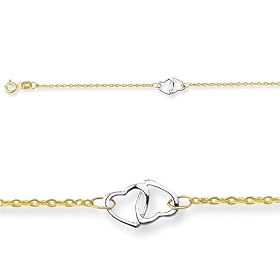 10 Inches 3 Double Hearts Adjustable Ankle Bracelet in 14k Yellow Gold by Finejewelers