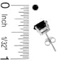 .925 Sterling Silver Onyx Gemstone Stud Earrings in Four Prongs- Round Shape 3 mm