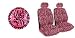 7 Piece Safari Animal Print Auto Interior Gift Set - 2 Pink Zebra Low Back Front Bucket Seat Covers, 2 Separate Headrest Covers, 1 Pink Zebra Steering Wheel Cover, and 2 Pink Zebra Shoulder Harness Pressure Relief Cover