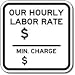 Auto Repair Hourly Labor Rate Sign - 12x12