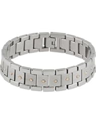 Stainless Steel Bracelet with 14kt Yellow Screws 08.50 Inch Satin/olished B108k