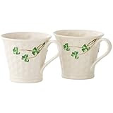 Belleek Shamrock Set of Two Mugs, 8 oz each