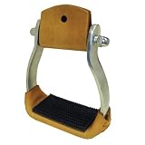 AluminumWesterrn Stirrups with Leather Band and Rubber Tread