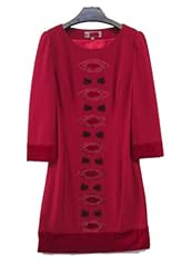 Cotton/Wool/Knit Long Sleeves Knee Length Beaded Sequined  Dress