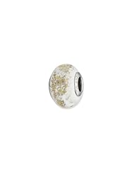 Sterling Silver White w/Gold Foil Ceramic Charm