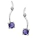 10K White Gold Iolite Exotic Gemstone and Diamond Wave Drop Earrings