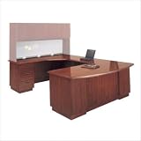 Classic Mahogany DMi Eclipse 122 in. Deep Left U-Shape Bow Front Wood Desk
