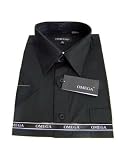 Omega Mens Dress Shirt Short Sleeve Design Button Down Shirt - (9 Different Colors)
