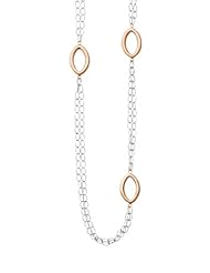 Sterling Silver 36" Two Strand Necklace with 3 Oval Rose Placed Stations