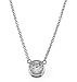 Silver Cubic Zirconia Round Solitaire Bezel Set Necklace with Extention