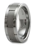 Tungsten Carbide Ring Brushed Center Polished Edges 8mm