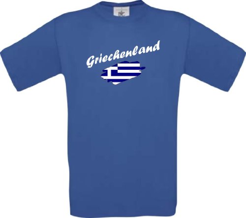 Shirtinstyle Kinder-Shirt WM Ländershirt Griechenland diverse Farben, Farbe royal, Größe 164