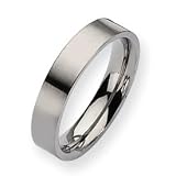 Titanium 5mm Brushed Flat Wedding Band Ring - Size 7.75