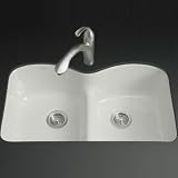 Kohler K-6626-6U-FF Langlade White/Color Undermount - Double Bowl Kitchen Sink - Sea Salt