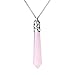 Natural Hexagonal Pile Gemstone Crystal Pendant Necklace, Stainless Steel Chain, Unisex, Power Healing Chakra