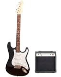 Product details for Austin Bazaar Double Cutaway Electric Guitar in Black with 10 Watt Amp - Beginner Kit