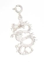 Sterling Silver 18" Ball Chain Necklace with Charm Dragon and Clasp