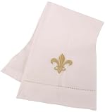 Set of 3 Beige White Fleur de Lis Fingertip or guest towel 14 by 22 inches