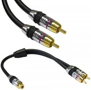Premium Double Shielded Subwoofer Cable With Impedence Matched Y RCA Adapter For Highest Signal Transfer 50 Ft