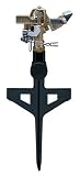 LR Nelson Brass Rainpulse Impulse Sprinkler Head with Metal Step Spike #1726