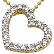 14Kt Yellow Gold Dreamy Heart Diamond Pendant Necklace