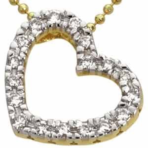 14Kt Yellow Gold Dreamy Heart Diamond Pendant Necklace