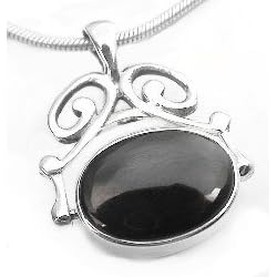 Sterling Silver Black Onyx and Mother of Pearl Reversible Spinning Pendant by 