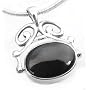 Sterling Silver Black Onyx and Mother of Pearl Reversible Spinning Pendant