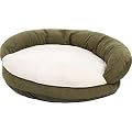 Dog Whisperer by Cesar Millan Olive and Ivory Microtec Round Bolster Bed