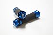 LuckyBike CNC Motorcycle Grips and Bar Ends - BLACK & BLUE - Universal - Fits all 7/8 Bars and are 125mm in length - Honda, Kawasaki, Suzuki, Yamaha - CBR RR GSXR ZXR Ninja SV Bandit R6 R1 YZF