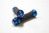 LuckyBike CNC Motorcycle Grips and Bar Ends - BLACK & BLUE - Universal - Fits all 7/8" Bars and are 125mm in length - Honda, Kawasaki, Suzuki, Yamaha - CBR RR GSXR ZXR Ninja SV Bandit R6 R1 YZF