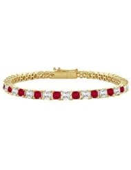 Ruby and Diamond Tennis Bracelet with 4.00 CT TGW on 14K Yellow Gold