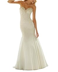 Mermaid Beaded Lace-Up Peplum Sweetheart Tulle  Dress with a Brush/Sweep Train 