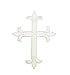 Cream Fleur De Lis Iron On Embroidered Religious Cross Patch 4 Inch